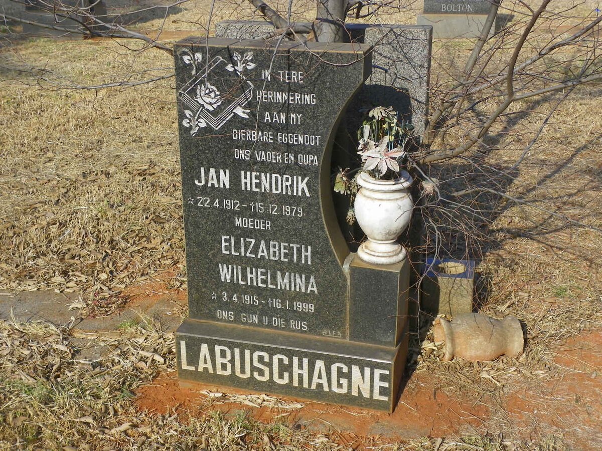 LABUSCHAGNE Jan Hendrik 1912-1979 &amp; Elizabeth Wilhelmina 1915-1999