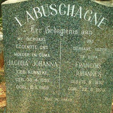 LABUSCHAGNE Francois Johannes 1892-1970 &amp; Jacoba Johanna KUNNEKE 1899-1968