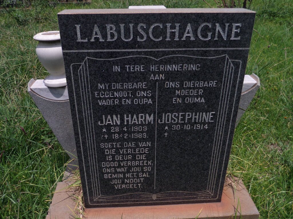 LABUSCHAGNE Jan Harm 1909-1989 &amp; Josephine 1914-