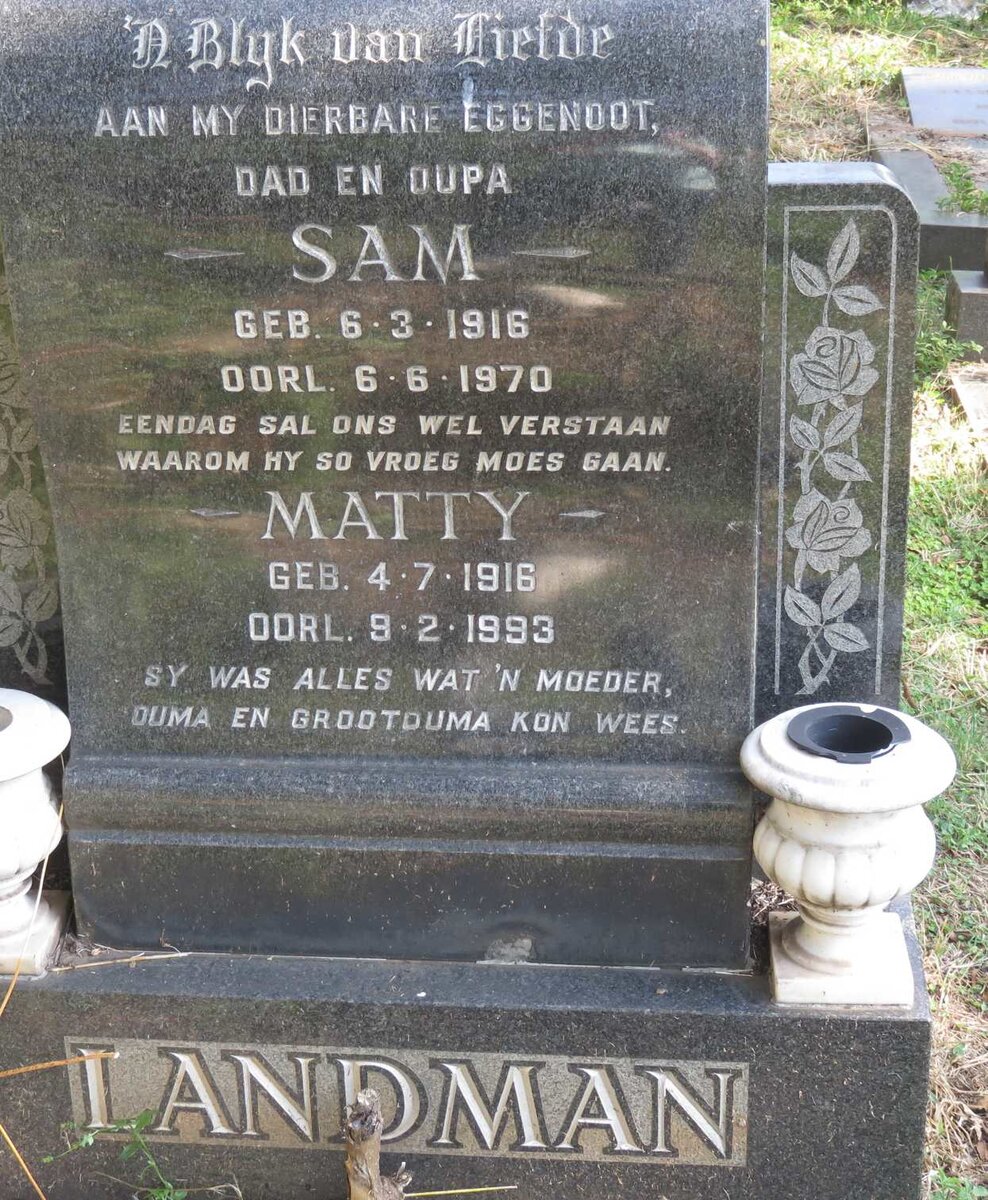 LANDMAN Sam 1916-1970 &amp; Matty 1916-1993