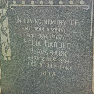 LAVARACK Felix Harold 1888-1943