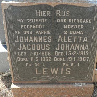 LEWIS Johannes Jacobus 1908-1962 &amp; Aletta Johanna 1913-1967