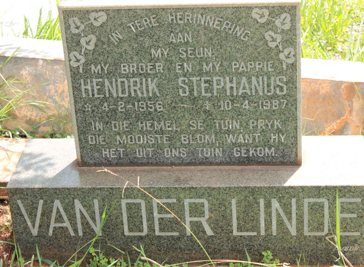 LINDE Hendrik Stephanus, van der 1956-1987