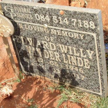 LINDE Edward Willy, van der 1946-2017