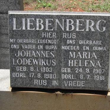LIEBENBERG Johannes Lodewikus 1903-1980 &amp; Maria Helena 1907-1981