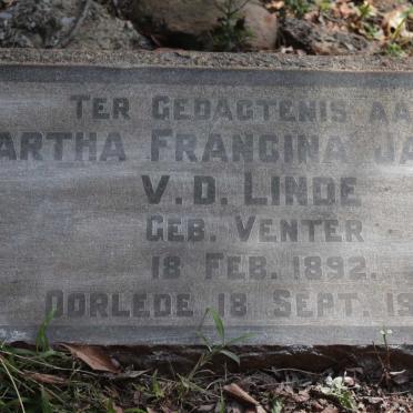 LINDE Martha Francina Jacoba, v.d. nee VENTER 1892-1937