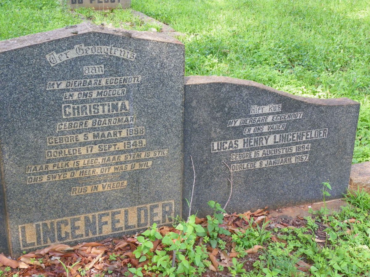 LINGENFELDER Lucas Henry 1894-1967 &amp; Christina BOARDMAN 1898-1949