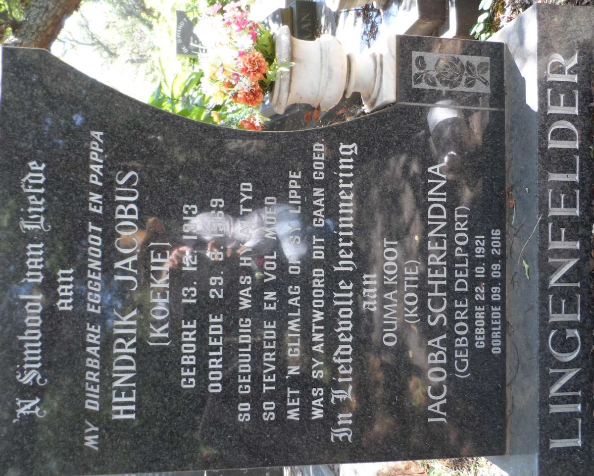 LINGENFELDER Hendrik Jacobus 1913-1969 &amp; Jacoba Scherendina DELPORT 1921-2016