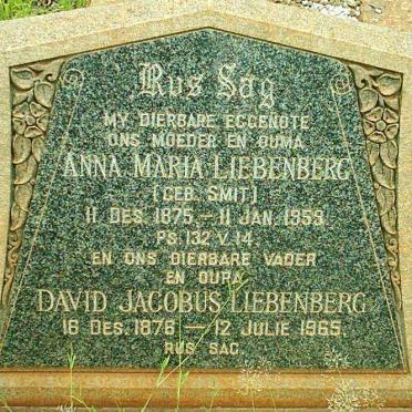 LIEBENBERG David Jacobus  1876-1965 &amp; Anna Maria SMIT 1875-1959
