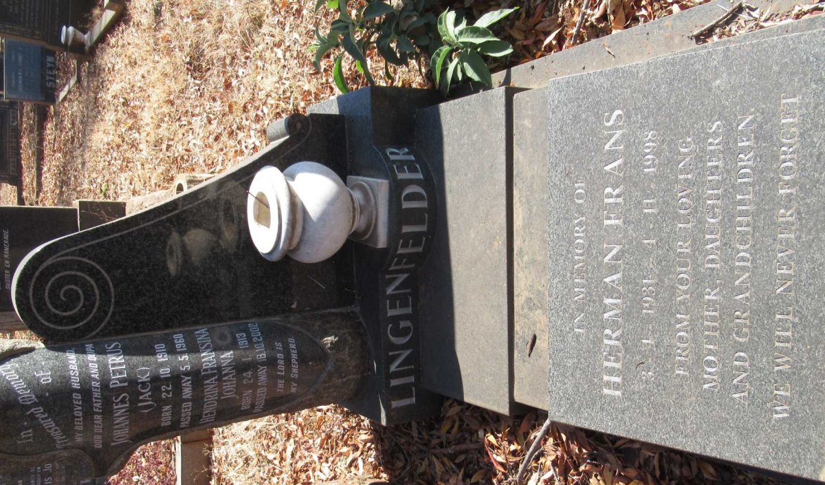 LINGENFELDER Johannes Petrus 1910-1960 &amp; Hendrina Fransina Johanna 1913-2002