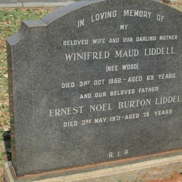 LIDDELL Ernest Noel Burton -1971 &amp; Winifred Maud WOOD -1956