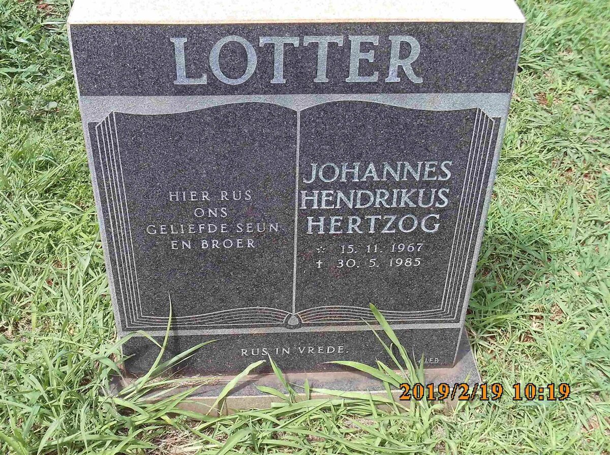 LOTTER Johannes Hendrikus Hertzog 1967-1985