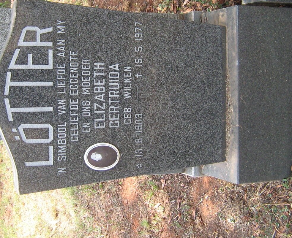LOTTER Elizabeth Gertruida nee WILKEN 1903-1977