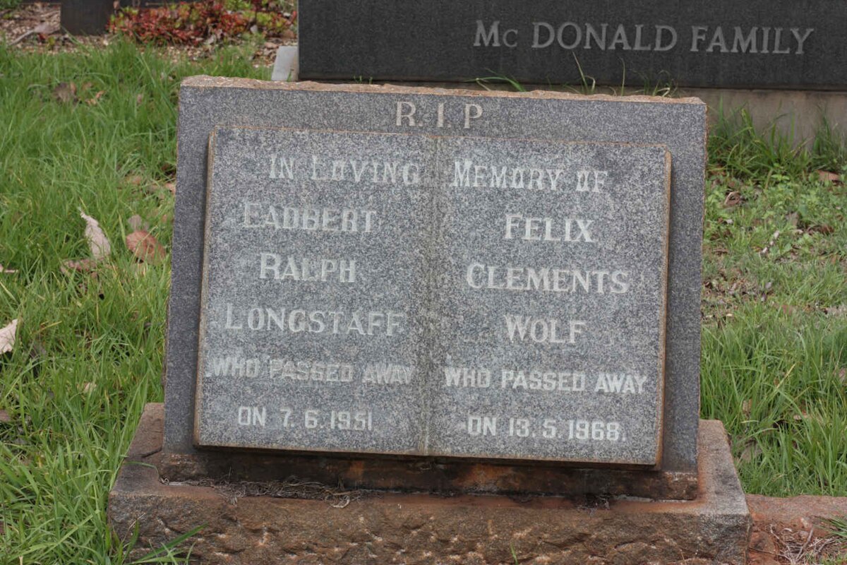 LONGSTAFF Eadbert Ralph -1951 :: WOLF Felix Clements -1968