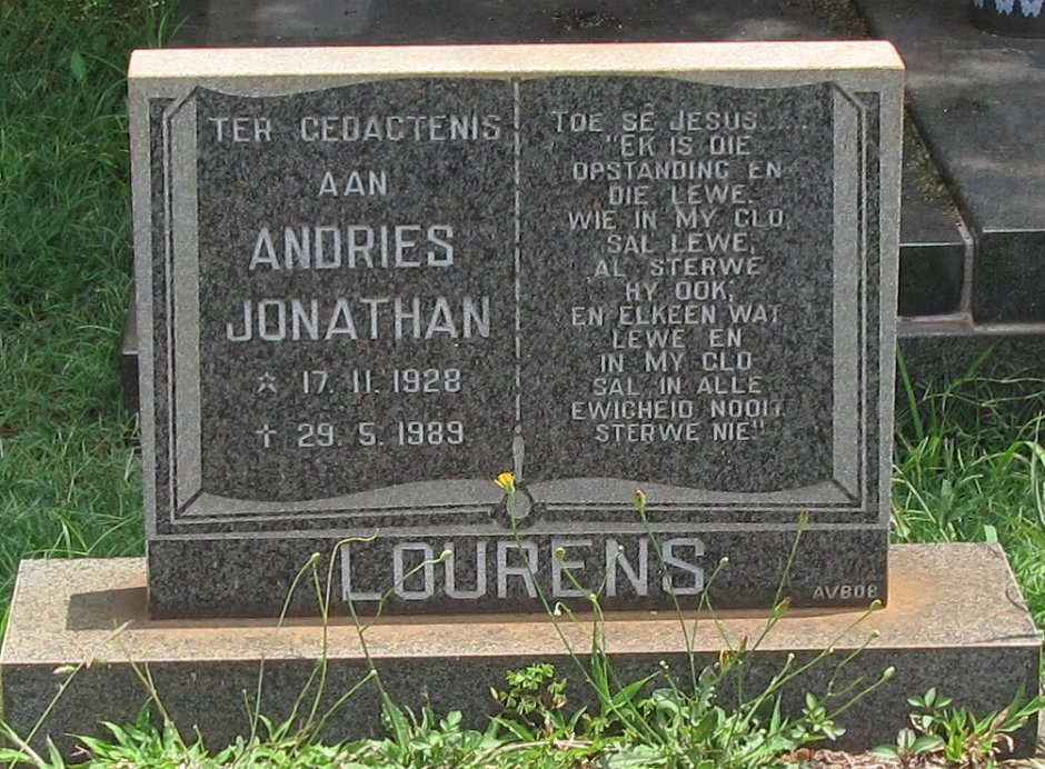 LOURENS Andries Jonathan 1928-1989