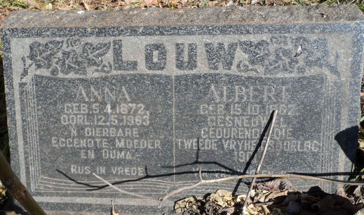 LOUW Albert 1882-1901 &amp; Anna 1872-1963