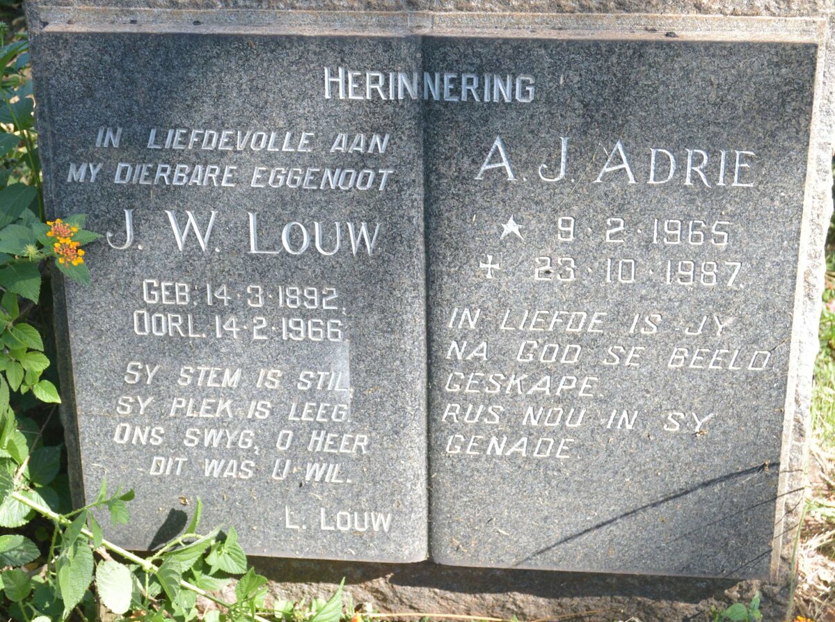 LOUW J.W. 1892-1966 :: LOUW A.J. 1965-1987