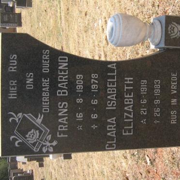 LOTTERING Frans Barend 1909-1978 &amp; Clara Isabella Elizabeth 1919-1983