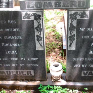 LOMBARD Nicolaas Johannes 1904-1973 &amp; Susanna Lucia 1912-1982