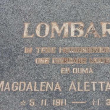 LOMBARD Magdalena Aletta Maria 1911-1983