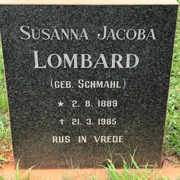 LOMBARD Susanna Jacoba nee SCHMAHL 1889-1985