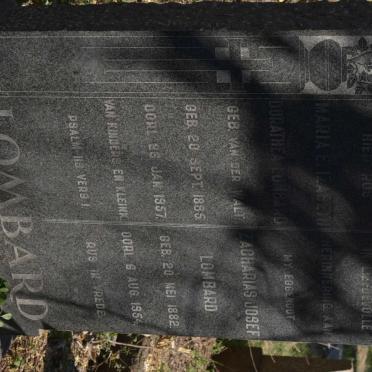 LOMBARD Zacharias Josef 1882-1954 &amp; Maria Elizabeth Dorathea VAN DER WALT 1885-1957