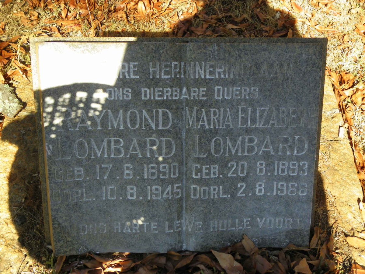 LOMBARD Raymond 1890-1945 &amp; Maria Elizabeth 1893-1966