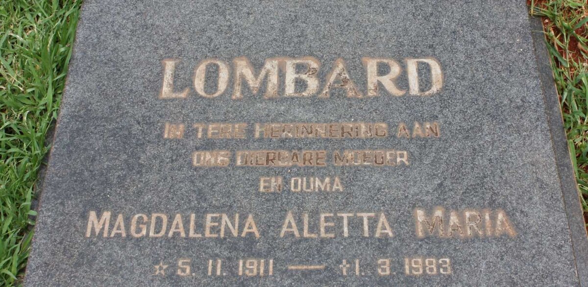 LOMBARD Magdalena Aletta Maria 1911-1983