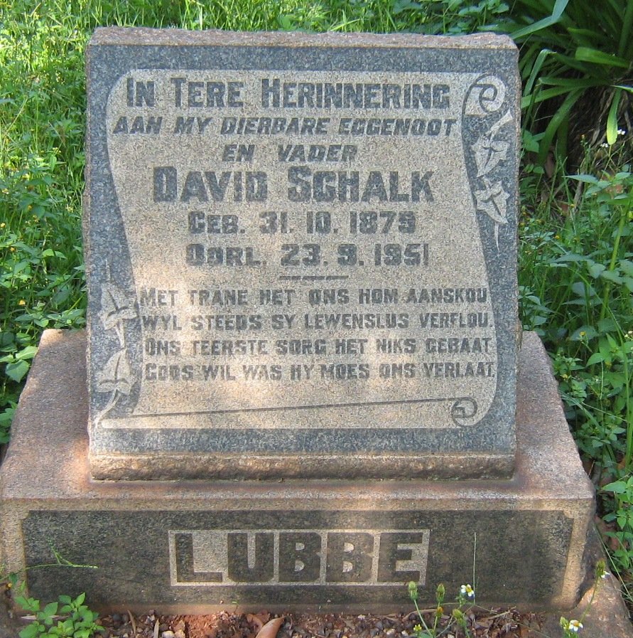 LUBBE David Schalk 1879-1951