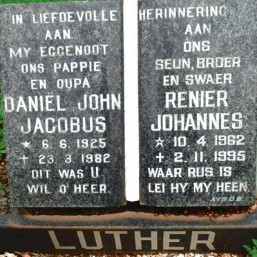 LUTHER Daniel John Jacobus 1925-1982 :: LUTHER Renier Johannes 1962-1995