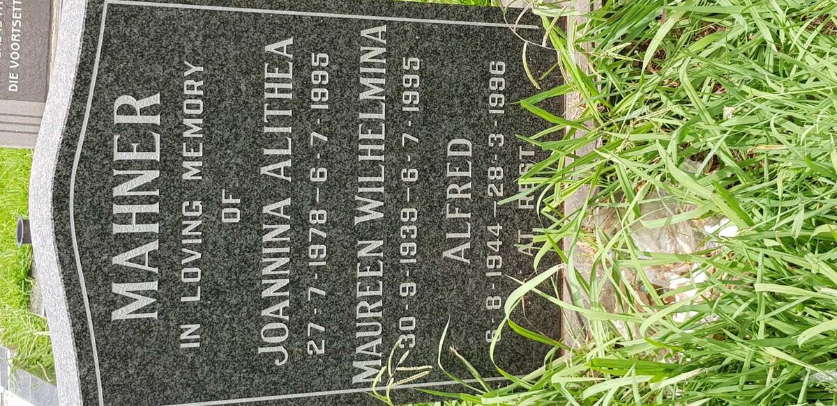 MAHNER Alfred 1944-1996 &amp; Maureen Wilhelmina 1939-1995 :: MAHNER Johannina Alithea 1978-1995