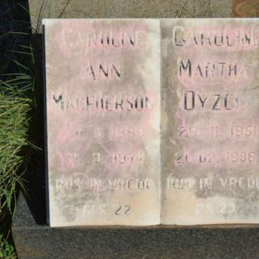 MACPHERSON Caroline Ann 1899-197? :: DYZEL Caroline Martha 1951-1996