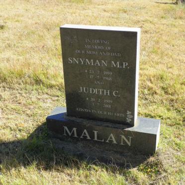 MALAN Snyman M.P. 1899-1968 &amp; Judith C. 1909-2001