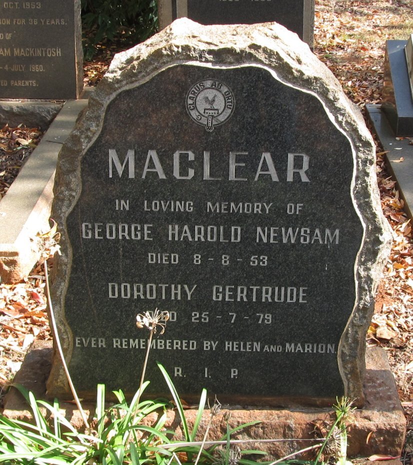 MACLEAR George Harold Newsam -1953 &amp; Dorothy Gertrude -1979