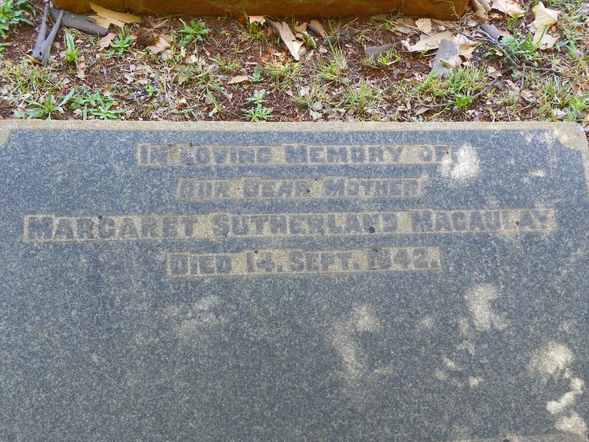 MACAULAY Margaret Sutherland -1942