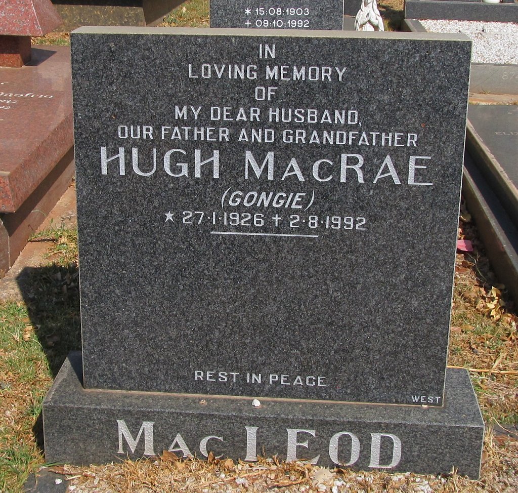 MacLEOD Hugh MacRae 1926-1992