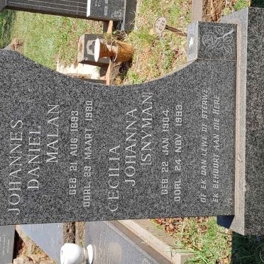 MALAN Johannes Daniel 1893-1980 &amp; Cecilia Johanna SNYMAN 1904-1993