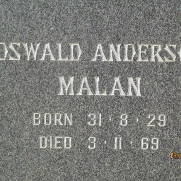 MALAN Oswald Anderson 1929-1969