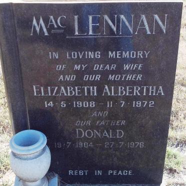 MacLENNAN Donald 1904-1976 &amp; Elizabeth Albertha 1908-1972