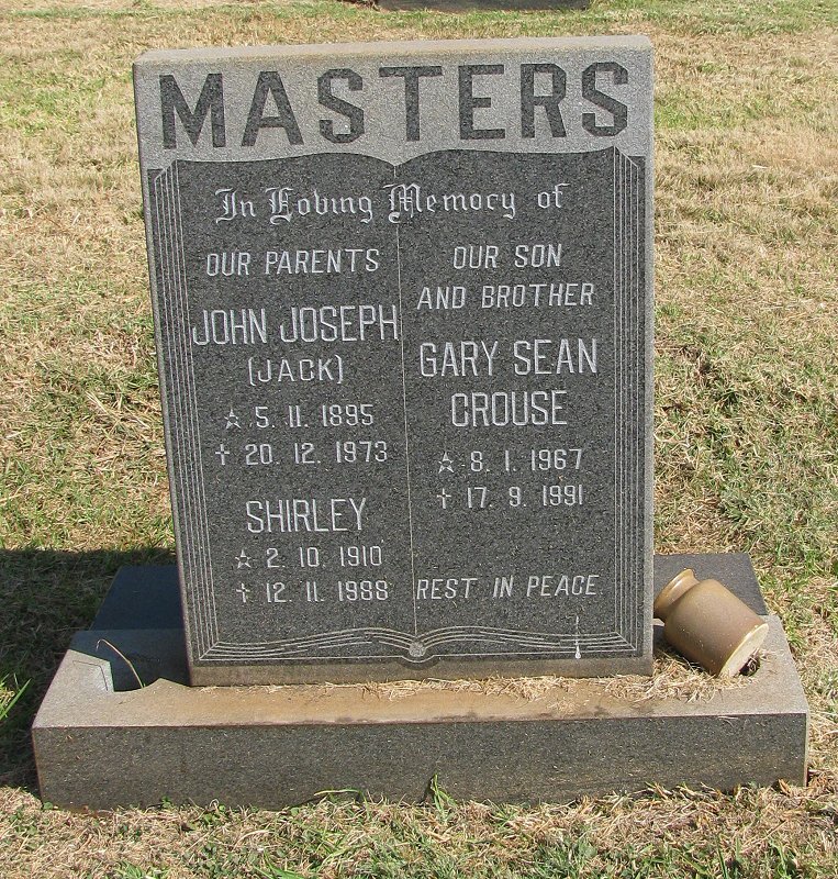 MASTERS John Joseph 1895-1973 &amp; Shirley 1910-1988 :: MASTERS Gary Sean Crouse 1967-1991