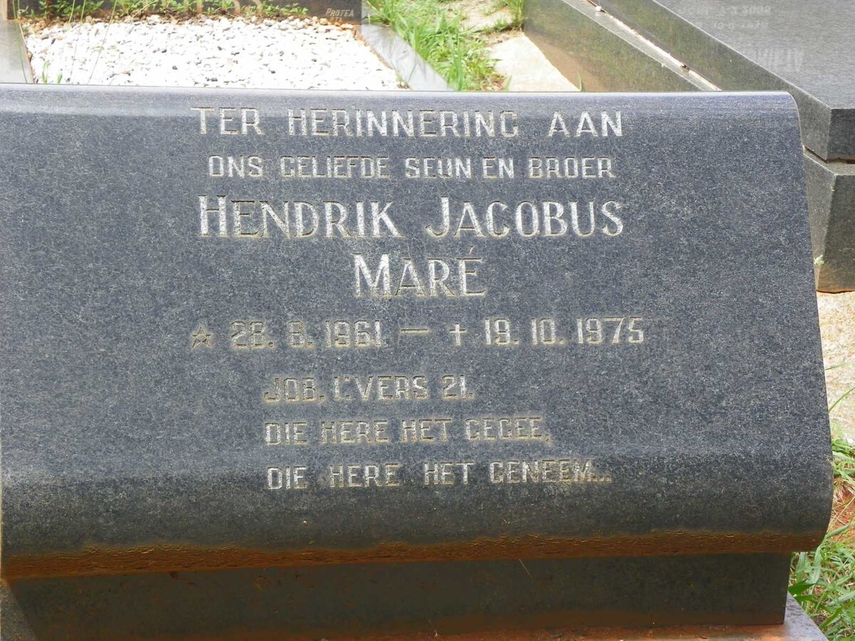 MARE Hendrik Jacobus 1961-1975