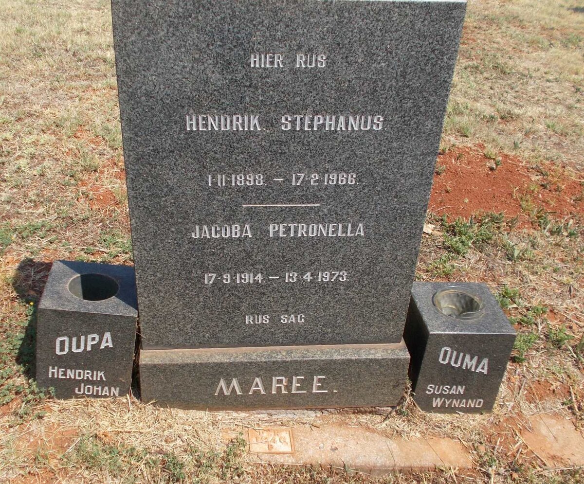 MAREE Hendrik Stephanus 1898-1966 &amp; Jacoba Petronella 1914-1973
