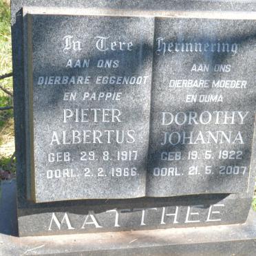 MATTHEE Pieter Albertus 1917-1966 &amp; Dorothy Johanna 1922-2007