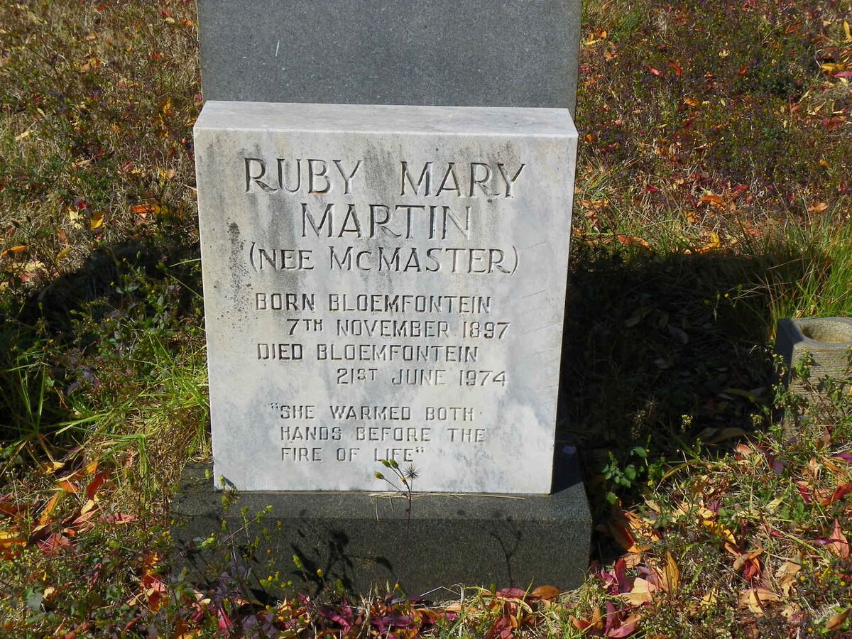 MARTIN Ruby Mary nee McMASTER 1897-1974