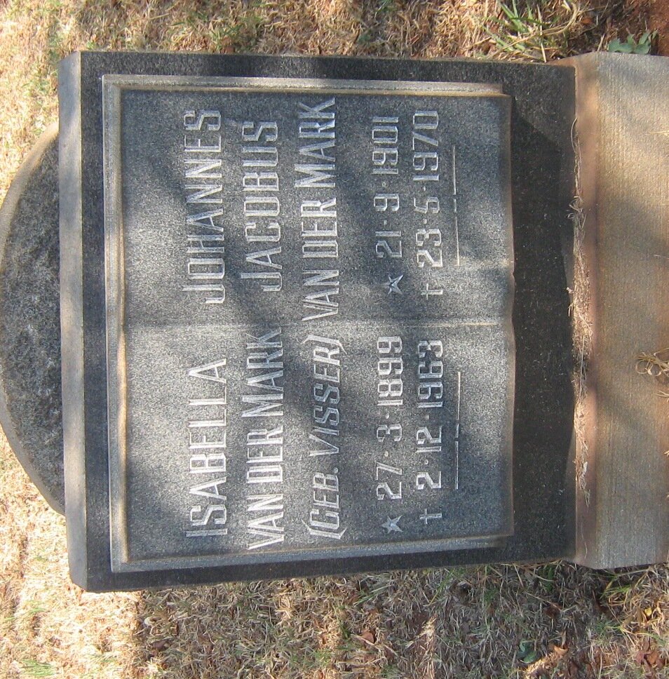 MARK Johannes Jacobus, van der 1901-1970 &amp; Isabella VISSER 1899-1963