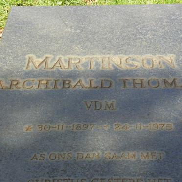 MARTINSON Archibald Thomas 1897-1975 &amp; Johanna Adriana DU TOIT 1897-1977