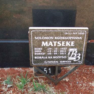 MATSEKE Solomon Kgokgophana 1922-2011 &amp; Mathebe Neriah 1924-2022