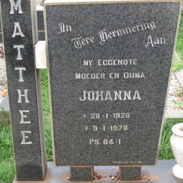 MATTHEE Johanna 1928-1978