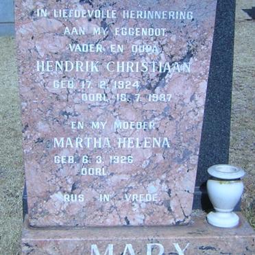 MARX Hendrik Christiaan 1924-1987 &amp; Martha Helena 1926-