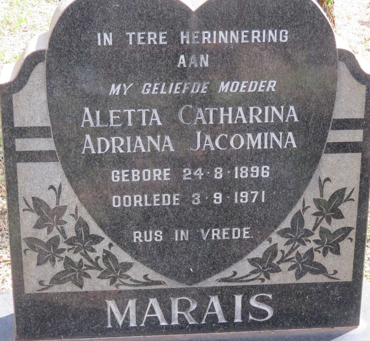 MARAIS Aletta Catharina Adriana Jacomina 1896-1971
